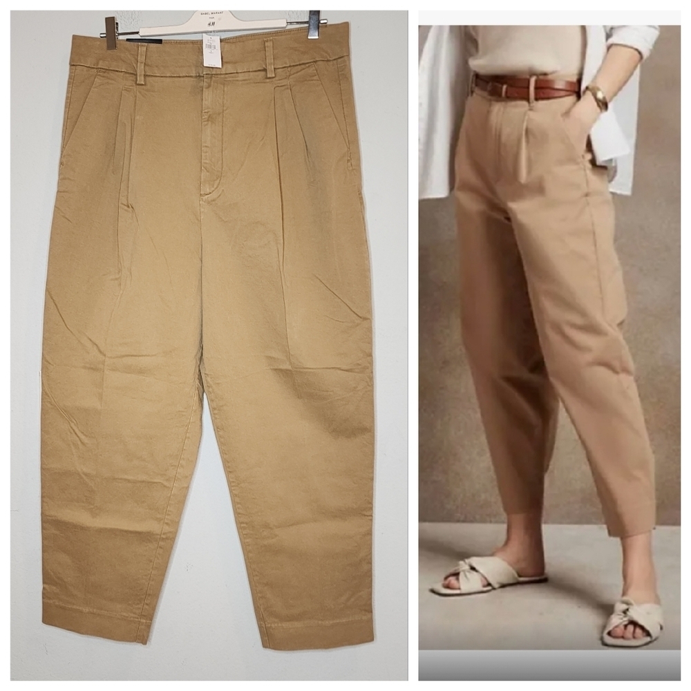 NWT 14T Banana Republic Pleated Crop Authentic Khaki Chino Pants 14 Tall